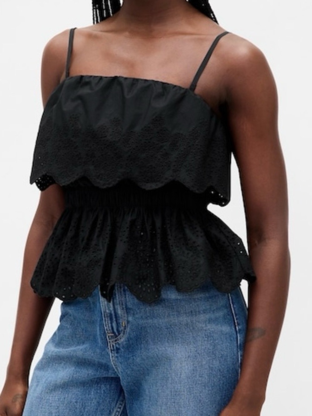 GAP Poplin Eyelet Ruffle Top